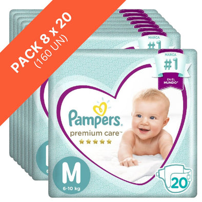 Pañal Pampers Premium Care Talla M Pack 8 x 20 unidades