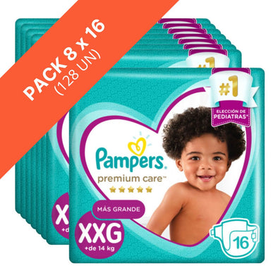 Pañal Pampers Premium Care Talla XXG Pack 16 unidades