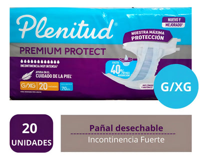 Pañales Plenitud Premium Protect Talla G/XG x 20 unids