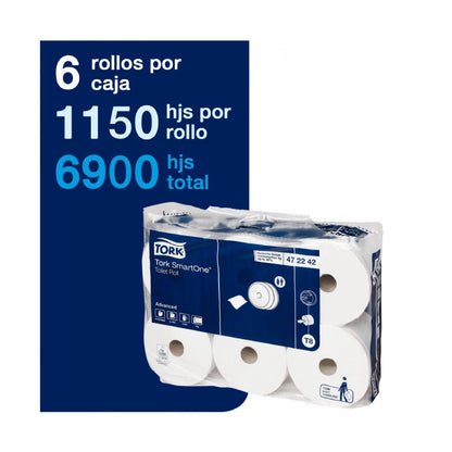 PAPEL HIGIÉNICO TORK SMARTONE D/H 6 ROLLOS X 1150 HOJAS