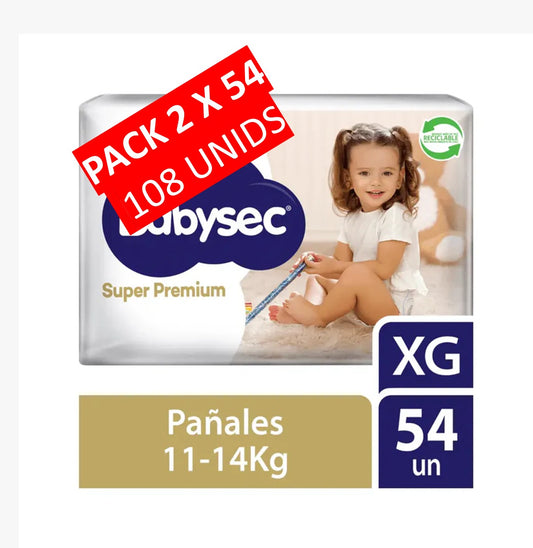 Pañales Babysec Super Premium Talla XG Paquete x 54 unidades