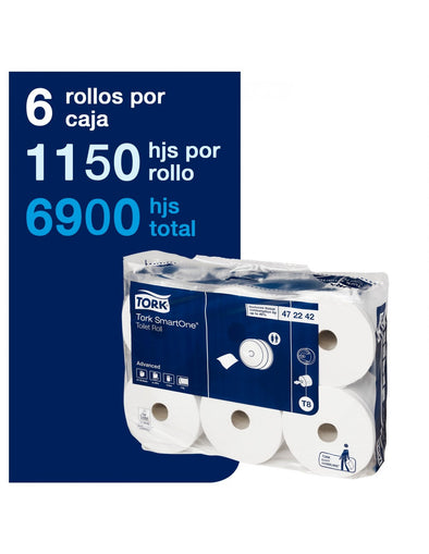 PAPEL HIGIÉNICO TORK SMARTONE D/H 6 ROLLOS X 1150 HOJAS