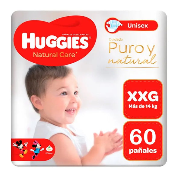 Pañales Huggies Natural Care 100% Cotton Talla XXG 60 unids
