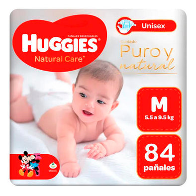 Pañales Huggies Natural Care 100% Cotton Talla M 84 unids