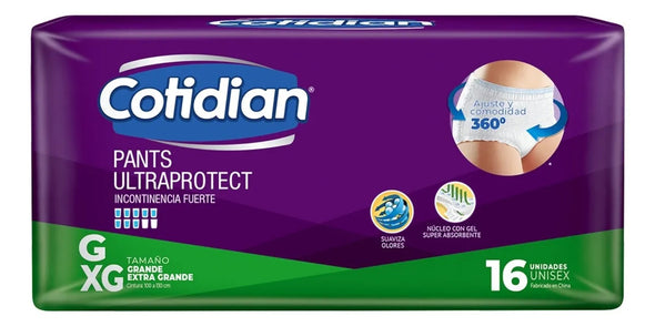 Calzón Pañal Cotidian Ultraprotect Talla G/XG Paquete x 16 unids