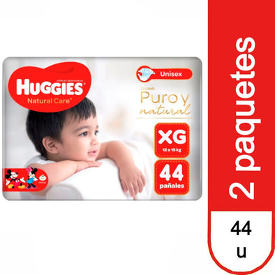 Pañales Huggies Natural Care 100% Cotton Talla XG x 44 unids