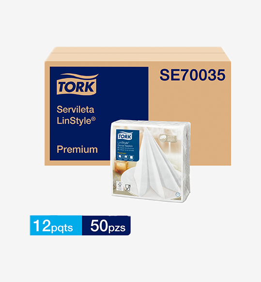 Servilleta Tork Premium Linstyle Blanco (39X39 Cms) 12 Paq X 50 Un