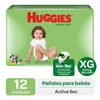 Pañal Huggies Active Sec Unisex Talla XG Paquete 12 Unidades