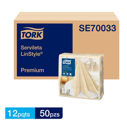 Servilleta Tork Premium Linstyle Crema (39X39 Cms) 12 Paquetes X 50 Und.